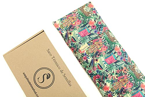 Saco Térmico de Semillas para microondas Aroma Lavanda, Azahar o Romero para aplicar Calor seco Natural 100% Algodón India ((Sin Aroma, M (50 x 15 x 2 CM con Funda))