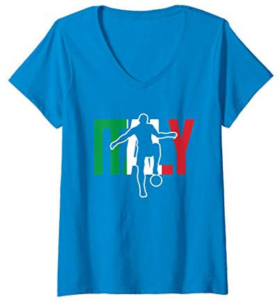 Donna Maglia da calcio Italia | Regali dei tifosi azzurri per il Maglietta con Collo a V