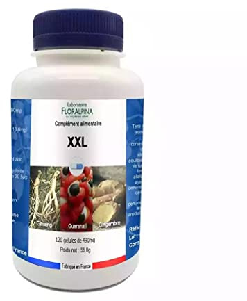 XXL 120 Gélules – Cure 60 Jours | Ginseng + Maca + Guarana + Zinc + Sélénium + 6 Actifs | Vitalité, Tonus & Énergie Masculine | Conditionné en France, LABORATOIRE FLORALPINA