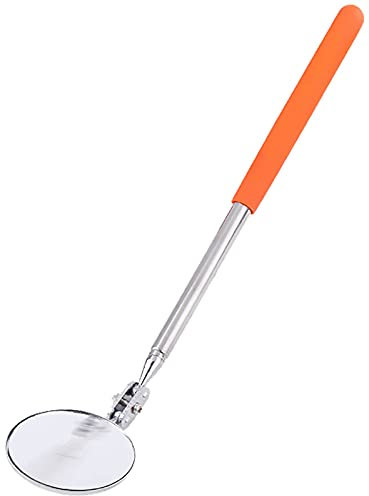 SacJkt Espejo De Inspección Telescópico, Herramienta De Espejo Telescópico Redondo Portátil, 50MM Espejo De Inspección De Acero Inoxidable para Automóviles Mecánicos (280-445MM)