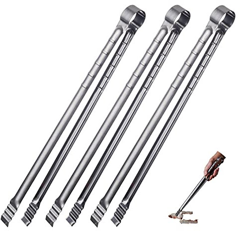 UPTALY 3 pezzi pinza per barbecue in acciaio inossidabile (45 cm), pinza per bistecca extra lunga, pinzetta per cucinare, clip professionale per carbone, pinza per griglia coreana, pinza per servire
