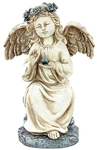 Design Toscano LY721047 Goodwill Little Girl Angel religiöse Gartenstatue, 17,8 cm breit, 25,4 cm hoch, handgegossenes Polyresin, vollfarbige Farbe