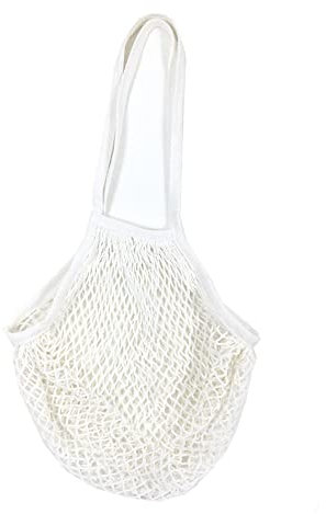SagaSave String Shopping Bag, Cotton Reusable Grocery Mesh Bags Portable Net Shopping Mesh String Bag for Fruit, Vegetables Storage (White,2PCS)