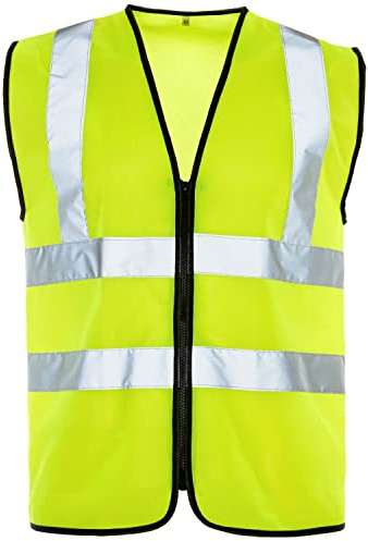 Expert Workwear Hi Vis Vest Zipper High Visibility Unisex Zipped Safety Vest Reflective Hi Viz Zip Waistcoat Jacket Class 2