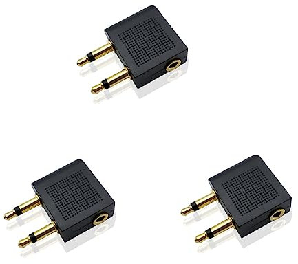 iYueMps Airplane Flight Adapters for Headphones/Earphones Conversion Plug Gold Plated Adapter Aircraft Audio Sockets(3pcs)