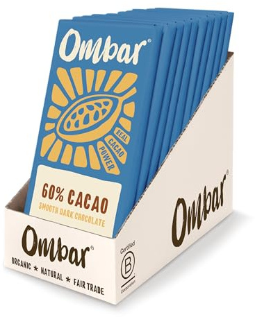 Vegan Chocolate - Ombar Coco 60% Dark Chocolate (35g x 10 Bars) Organic, Fair Trade, Dairy Free and Gluten Free Chocolate