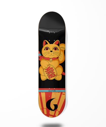 Glutier Deck Monopatin Skateboard Board Japan Gold Lucky Cat 8.25