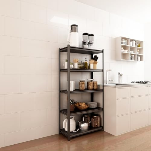 [en.casa] Estantería Almacenaje Estantería para Cargas Pesadas de 5 Niveles Total 500 KG (100KG/Estante) Estructura Modular Acero 183 x 90 x 40 cm - Negro/Plata
