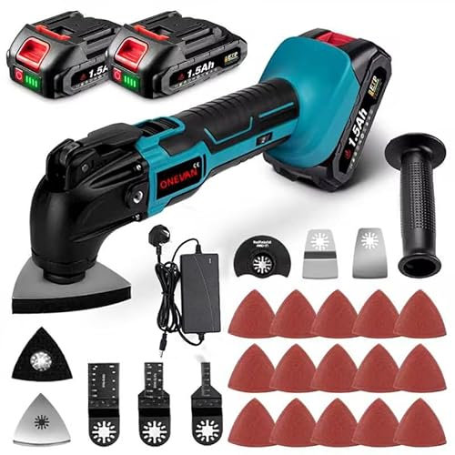 Multifunctional Cordless Battery-Powered Tool - 600W Motor, 22 Accessories, 4° Oscillation Angle & 6-Speed 20000 RPM for Cutting and Grinding