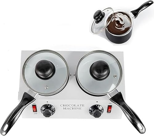 MEHOOSPVN Chocolate Tempering Machine 30℃~85℃ Electric Chocolate Melting Pot Mini Non-Stick Pot 220V 80W Professional Chocolate Tempering Machine with Manual Control with 2 Pots Pot Included White