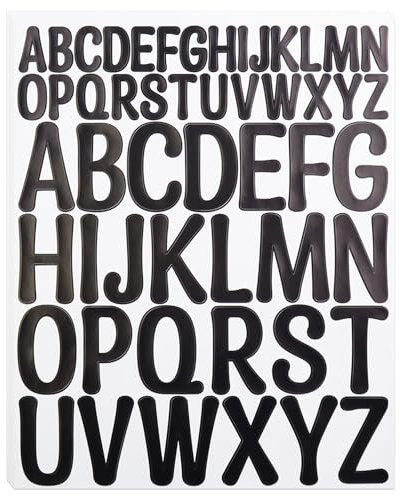 Buchstaben Aufkleber für Scrapbook, 1 Zoll and 2 Zoll Selbstklebendes Vinyl Großes Alphabet Kit für DIY und Basteln, Klebebuchstaben Wetterfest, 6 Blätter(96 Stücke) Schwarz