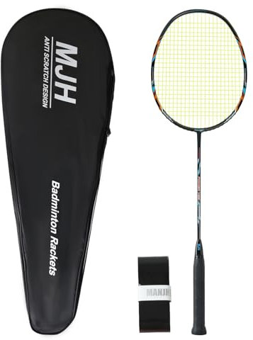 MANJHONG Y99 Ultraleicht Badmintonschläger, 100% Graphit, One Piece Carbon Badminton Schläger mit Tasche für Erwachsene, Schwarz
