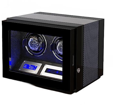 SCLHouiX Automatischer Uhrenbeweger mit 2, 3, 4, 6, 9 leise laufendem Motor, Uhrenaufzug-Displaybox, Flexible Uhrenkissen, luxuriöser Aufbewahrungskoffer aus Faserleder