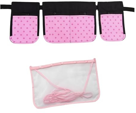 Mastectomy & Post Surgery Drain Carrier Belt with Elastic Buckle & Shower Holder (Two Pack/Pink Polkadots)