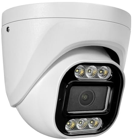 MWRCTV 4K Security POE CCTV Camera 8MP (2160P) Smart Dual Light PoE Turret AI Human Detection 2.8mm 110° Wide Angle Lens Color Night Vision Built-in Mic Waterproof Compatible with NVR/RTSP