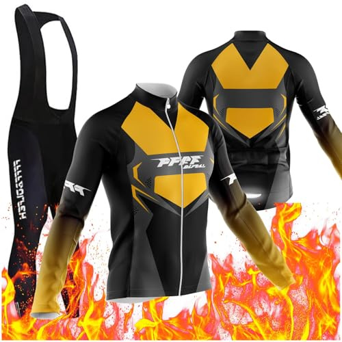 Radtrikot Set,Winter Fahrradbekleidung Herren Fahrrad Jacke + Hose Set Winter Thermo Fahrradbekleidung + 9D Gel für Radfahren MTB Outdoor
