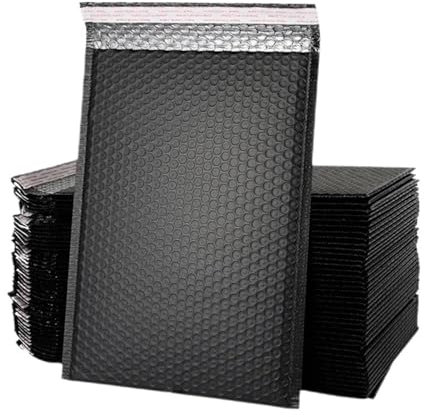 Versandtaschen 100 Stück Luftpolstertaschen, Poly-Luftpolstertaschen, selbstklebend, gepolsterte Umschläge, Geschenktüten for Bücher, Zeitschriften, gefütterte Versandtaschen, selbstklebend(Black-100p