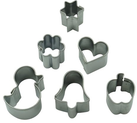 BekkiB - Ausstecher Mini-Set - 6 sehr kleine Ausstechformen - Spülmaschinengeeignete Ausstechformen aus Edelstahl - Geeignet für Fondant oder Marzipan-Dekoration - 8341