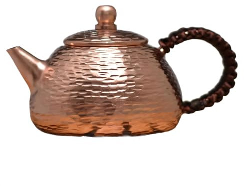 KXAOXGRC Théière en cuivre pour cuisinière, Petite Bouilloire en cuivre 13 x 7 cm, 240 ML, théière for cuisinière, théière Turque Pure(Bright)