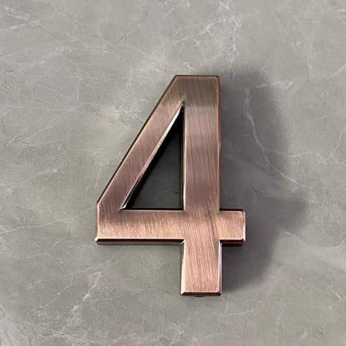 2 Inch Self Adhesive House Numbers Sticker 5cm Modern Door Number Bronze/Silver Mailbox Address Sign, for Wall Decor Garden Apartment Cafe Hotel Office Street Room Yard Exterior Decorative(Bronze 4)