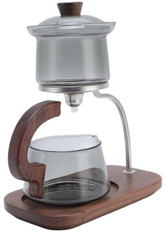 Théière en verre Kungfu avec couvercle et support, 350 ml en verre borosilicate avec filtre magnétique de séparation de l'eau, machine à thé semi-automatique pour la maison