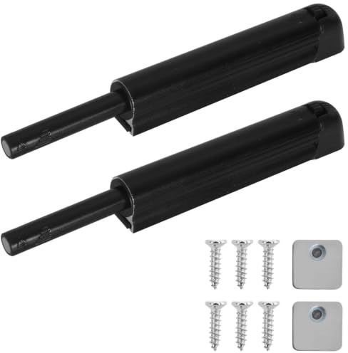 2 Stück Magnetische Türschnäpper, Push to Open Türöffner, Softclose Türdämpfer, Schranktür Dämpfer, Drucktüröffner für Schränke Türen Sideboards Möbel Schubladen Schranktür (Schwarz)