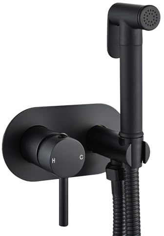 NewEast Kit de pulvérisateur de bidet en laiton pour salle de bain et WC Noir mat