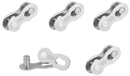 QitinDasen 5 Pares Conector de Cadena de Bicicleta de 9 Velocidades, Eslabón Perdido de Bicicleta, Eslabones de Liberación Rápida de Cadena de Bicicleta Reutilizables (Plateado)