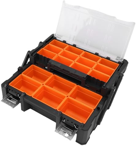 Oreilet Organizzatore Piccole Parti, 18 Compartimenti a 2 Strati Cassetta degli Strumenti con Divisori Rimovibili per Hardware, Viti, Bulloni, Chiodi, Dadi, Perline, Gioielli