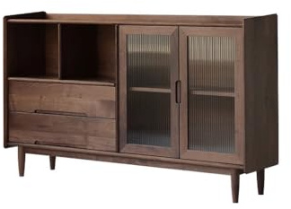 NEBE Aparador Cocina Mesa de Entrada Madera Maciza 160 x 38 97 cm, Moderna Vitrina Gran Capacidad for Pared en el salón, Sencilla y Color Nogal Armario
