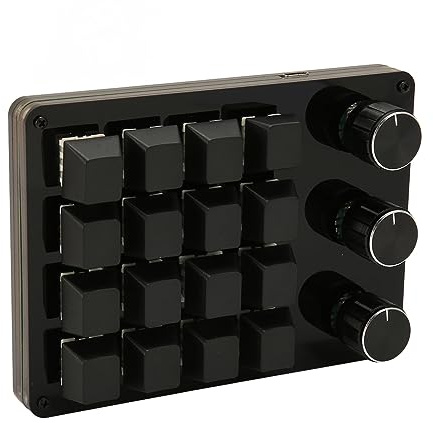 Hamwesh Programmable Keypad, USB One Handed Macro Keyboard with 16 Keys and 3 Knobs Hot Swappable Mini Mechanical Keyboard for Laptop Tablet Office