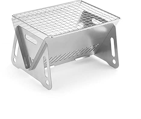 Barbecue au charbon de bois portable, en acier inoxydable pliable Charbons de bois Barbecue Grill Four pour la cuisson en plein air Camping Randonnée Pique-nique