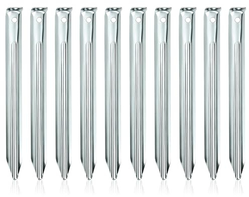 KOVSGQ Zeltheringe Erdnägel Bodenanker Heringe Zelt 23cm 10Stk Stahl Sandheringe zeltheringe Sturmsicher Heringe Boden Zelt V-Profil Stabile und Sichere mit Öse für Camping oder Erkundungen