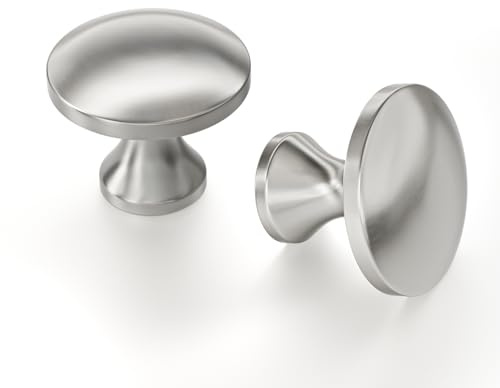 Goldenwarm 6 Stück Schrankknöpfe Silber Glänzende Oberfläche, Zinklegierung Modern Möbelknöpfe, Möbelknopf Silber für Schrank & Schubladen, Runde Möbelgriffe Edelstahl, Ein loch Küchengriffe
