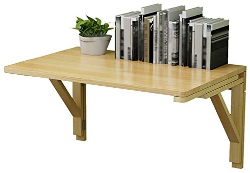 Wandklapptisch Massivholz Schwebender Schreibtisch mit Tropfenblättern für Laptop Platzsparender Esstisch Hilfstisch für Arbeitszimmer Schlafzimmer Badezimmer oder Balkon