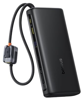 Baseus FC41 Batterie Externe 145 W 25000 mAh pour Ordinateur Portable, Charge Rapide avec 2 câbles USB-C intégrés, Batteries externes pour MacBook Pro, iPhone 17/16/15, Dell, HP, SteamDeck, Samsung