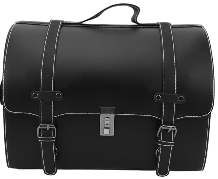 AKLOSIPY Bolsa Trasera para Motocicleta, Maleta Trasera de Cuero para Moto R, Bolsa de Equipaje, de Almacenamiento con Cerradura de Combinación para Scooters y Vehículos Eléctricos, para (Black)