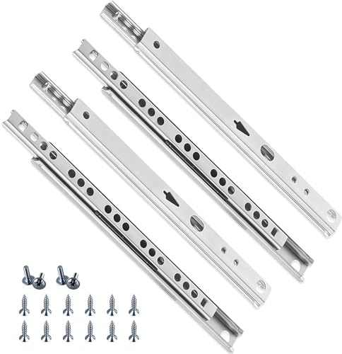 Glissière pour Tiroir 17 x 310 mm, 4 PCS de Rails Coulissants à Billes | Glissière pour tiroir à billes pour meubles,rail tiroir coulissant fluide silencieux,idéale pour cuisine,bureau et rangement.