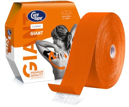 CureTape® Kinesiologie Tape (5 cm x 31,5 m) | Wasserfest und latexfreies Kinesiotapes | Kinesiotape mit TÜV-Zertifikat | Sporttape für den Profi | Physio Tape für Verletzungen & Beschwerden | Orange