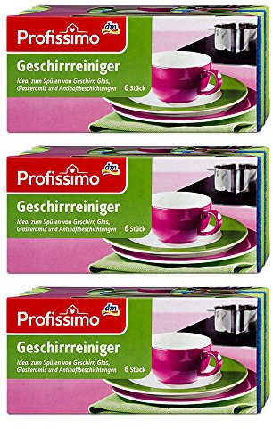 Profissimo 18 x Geschirrreiniger Schwämme - für empfindliche Oberflächen - Ideal zum Spülen von Glas, Glaskeramik und Antihaftbeschichtungen, FCKW FREI - 3er Pack (3 x 6 Stück)