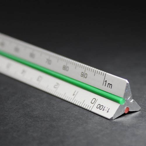 10cm Aluminium Mini Maßstab Lineal 1:2.5 1:5 1:10 1:20 1:50 1:100 Taschenformat Metallic Alu Dreikant