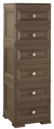 Tontarelli S.p.A. CASSETTIERA Alta 6 CASSETTI Piccoli Mobile Contenitore, WENGÈ, 40x47x125 cm