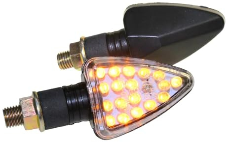 ATV Quad Motorrad Mini Blinker LED Arrow schwarz klar E-geprüft M10 | Passend für CPI Honda Kawasaki Suzuki Yamaha vorne / hinten