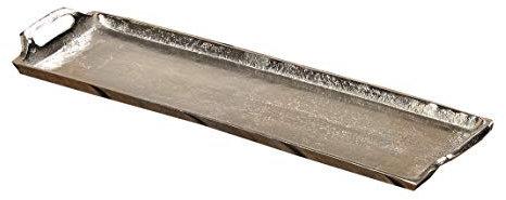 Deko-Tablett Bath mit Griffen Aluminium silber Länge 44 cm Kerzenteller