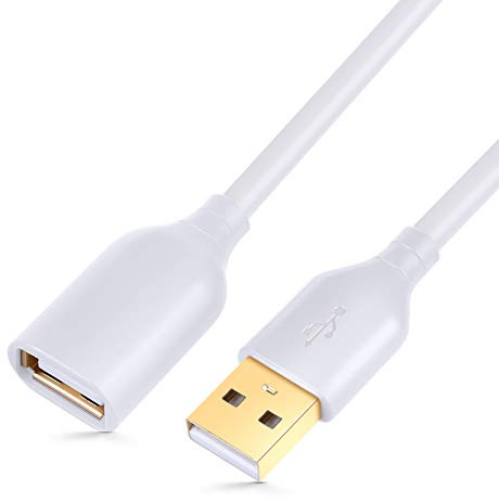 Besgoods USB Extension Cable 10 ft Type A Male to A Female USB 2.0 Cable Extension Extender Cord with Gold-Plated Connectors, White