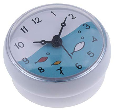 F Fityle Duschuhr Bad Clock Küchenuhr Wanduhr Badezimmer Saugnapf Uhr Spiegeluhr, Auswahl, Weiß