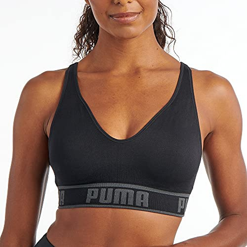 Puma Seamless Sports Bra Sujetador Deportivo, Opaco, Negro Black, Large Mujeres