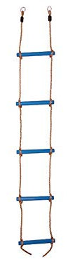 OTITU Strickleiter für Kinder - Hängeleiter mit 5 Holzsprossen, Kletterspielzeug Gartenspielgerät für Kinder, Robuste Seilleiter für Garten und Spielplatz, Blau
