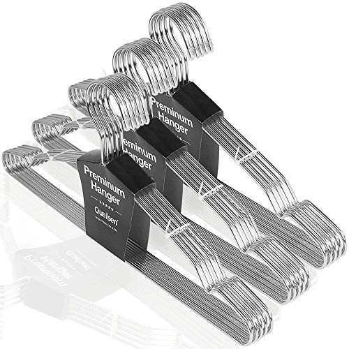 Qualsen Kleiderbügel Metall mit Rutschfester Nut, Silber 30 Stück, 42 cm | Kleiderbügel Strapazierfähig, für Bluse, Kleid, Hemd, Jacke, Hose, Anzug, T-Shirt