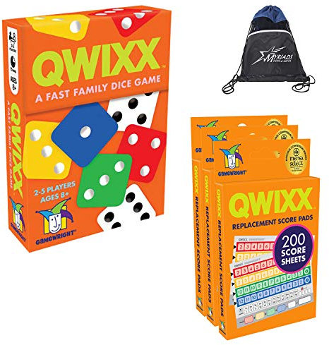 Gamewright Qwixx mit 600 Ersatzpunkteblöcken, Würfelspiel für Erwachsene, ab 96 Jahren